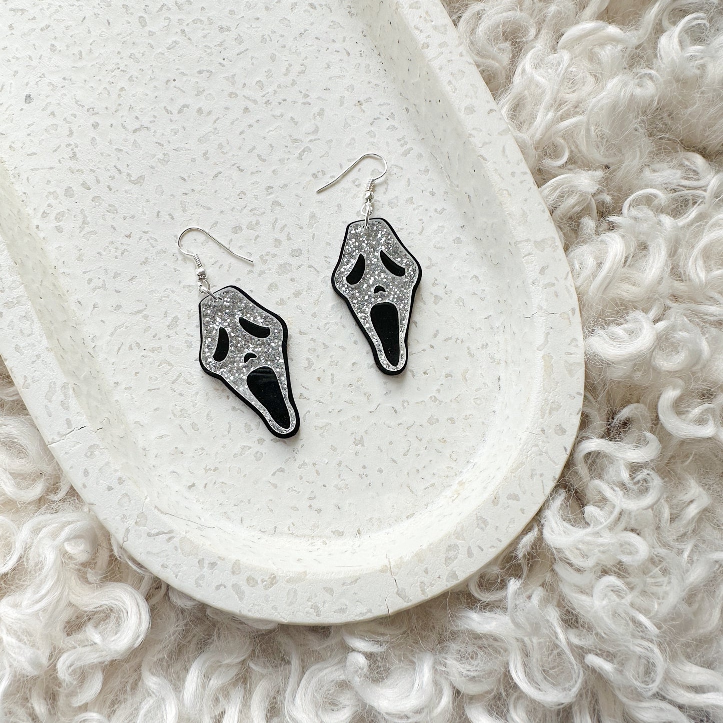 Glitter Scream Mask Earrings