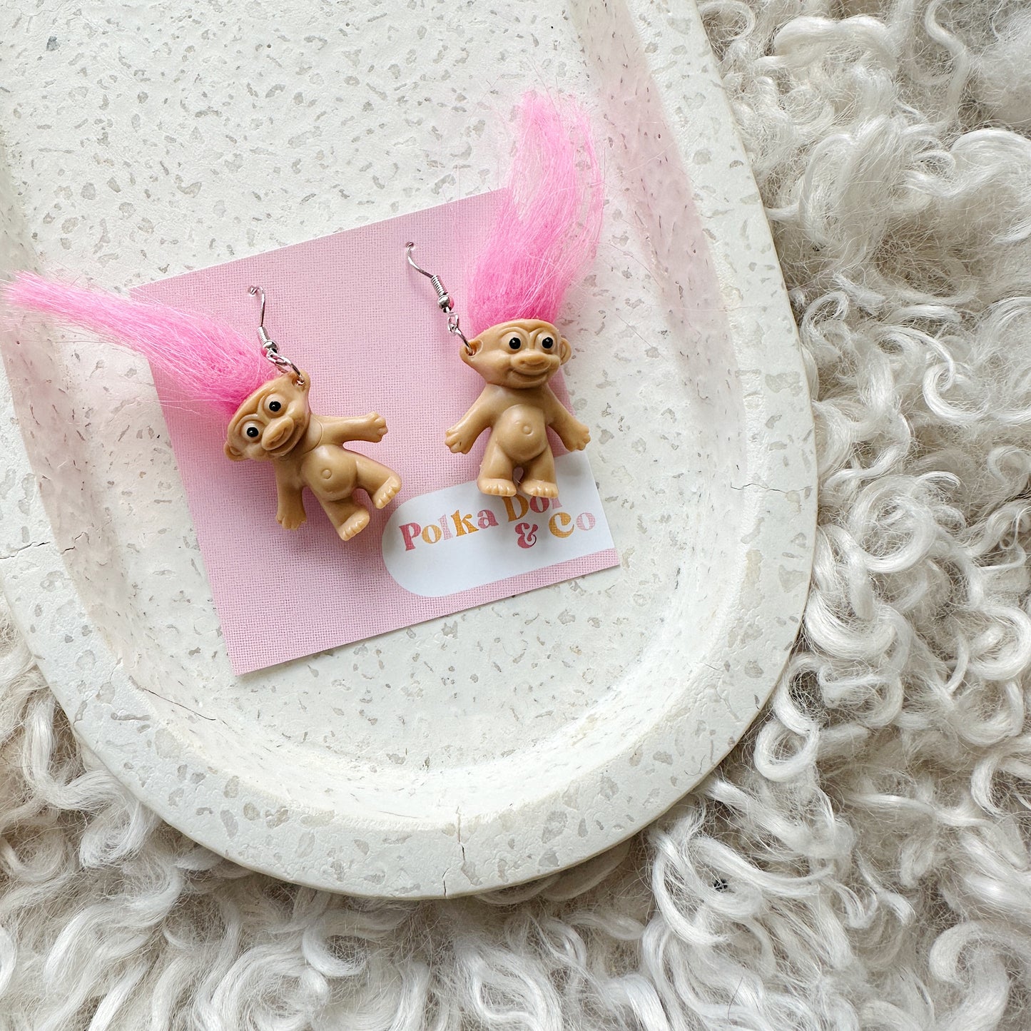 Pink Troll Earrings
