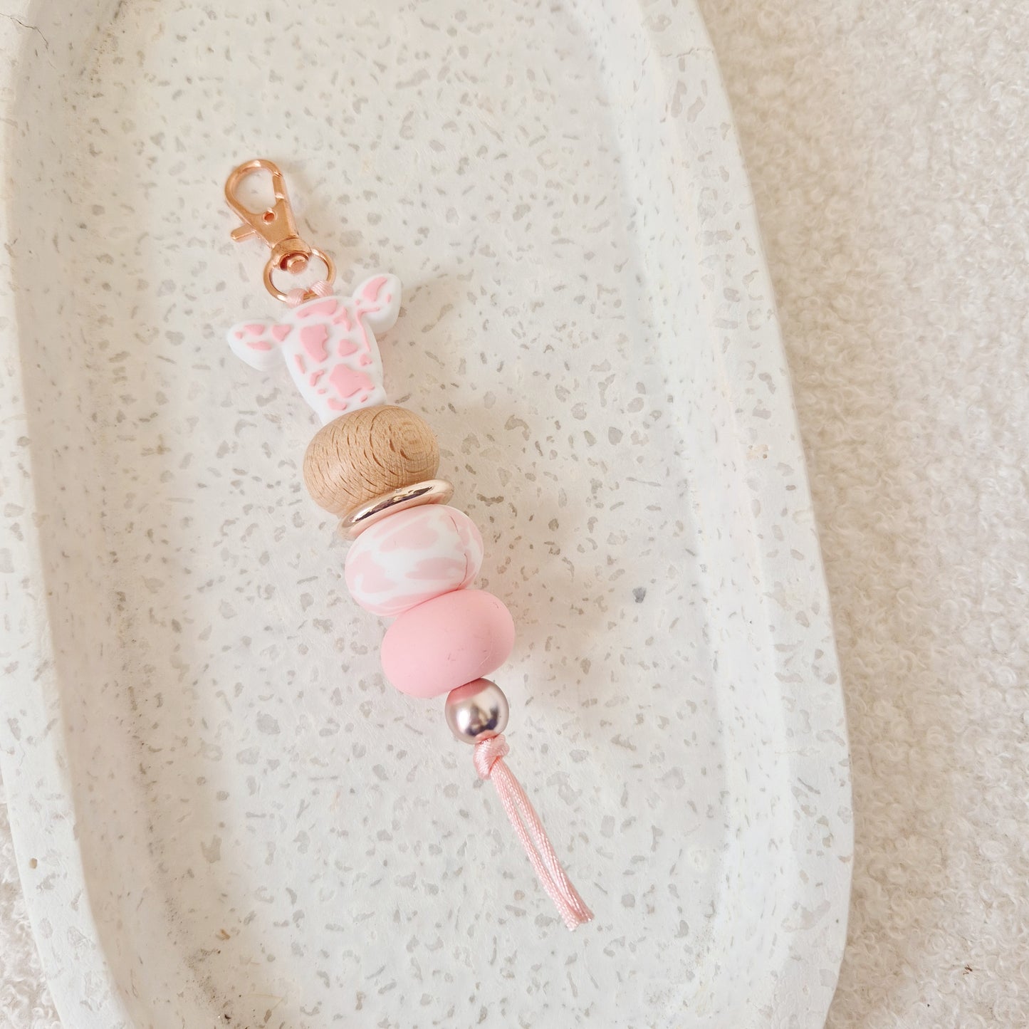 Pink Cow Keychain
