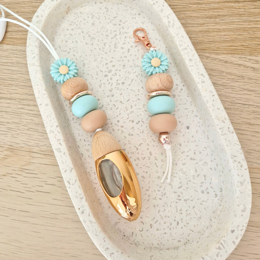 Aqua Daisy Diffuser & Keychain Set