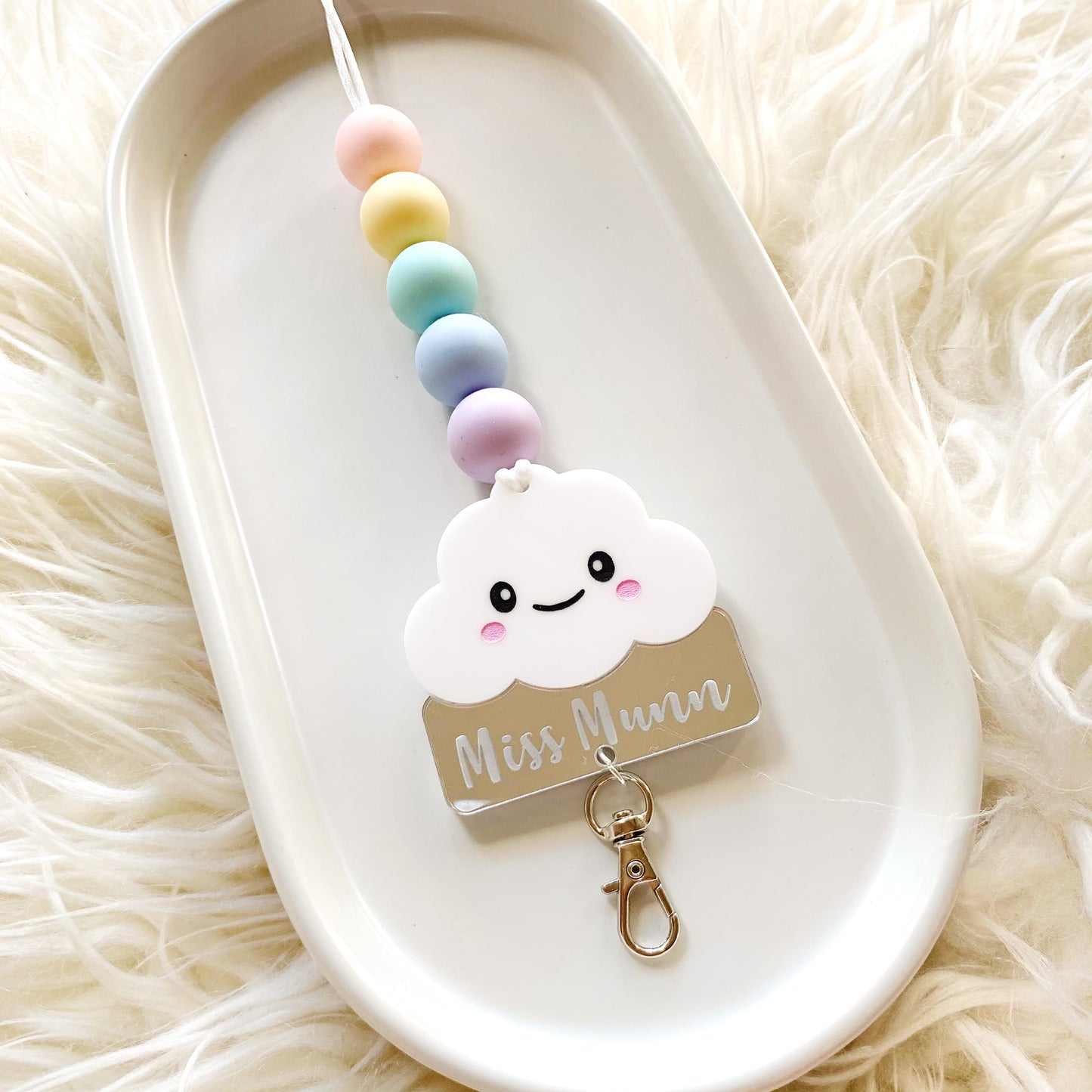 Rainbow Cloud Lanyard